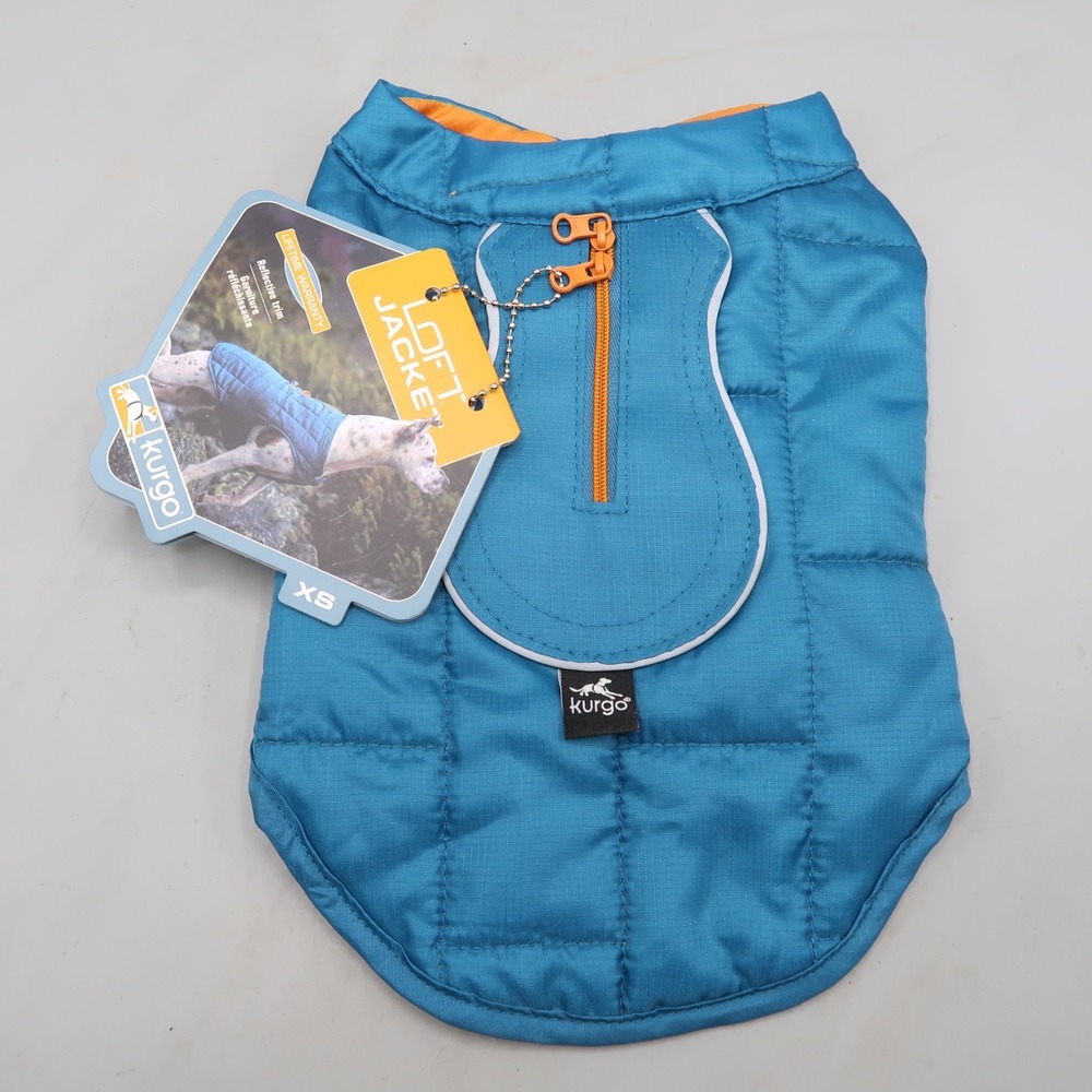 Kurgo Loft Jacket for Dogs Costal Blue Orange Reflective XS New